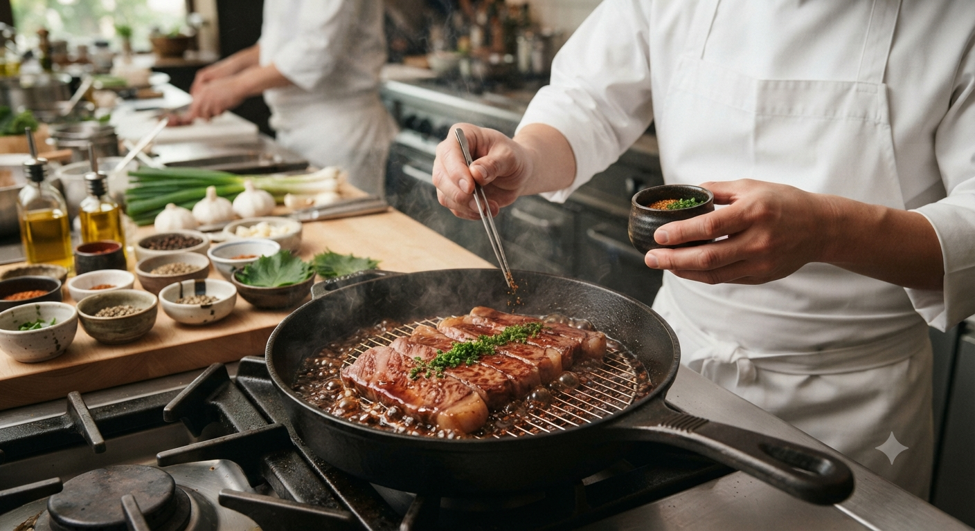 Nguyên tắc cân bằng gia vị khi chế biến bò Wagyu kết hợp sốt đậm