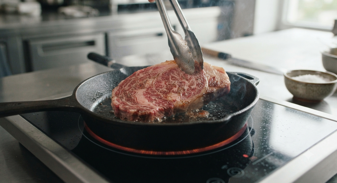 Đặc điểm nhiệt lượng của bếp điện và cấu trúc thịt nạc lưng Wagyu