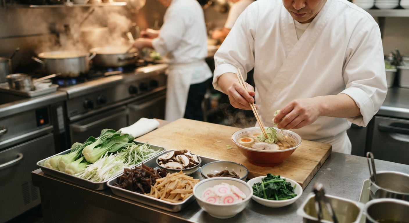 Phân loại rau củ và thời điểm thêm vào ramen