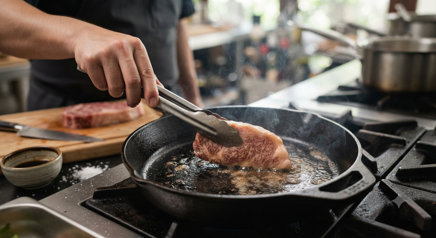 Cách tận dụng mỡ bẹ sườn vai Wagyu để làm thơm chảo