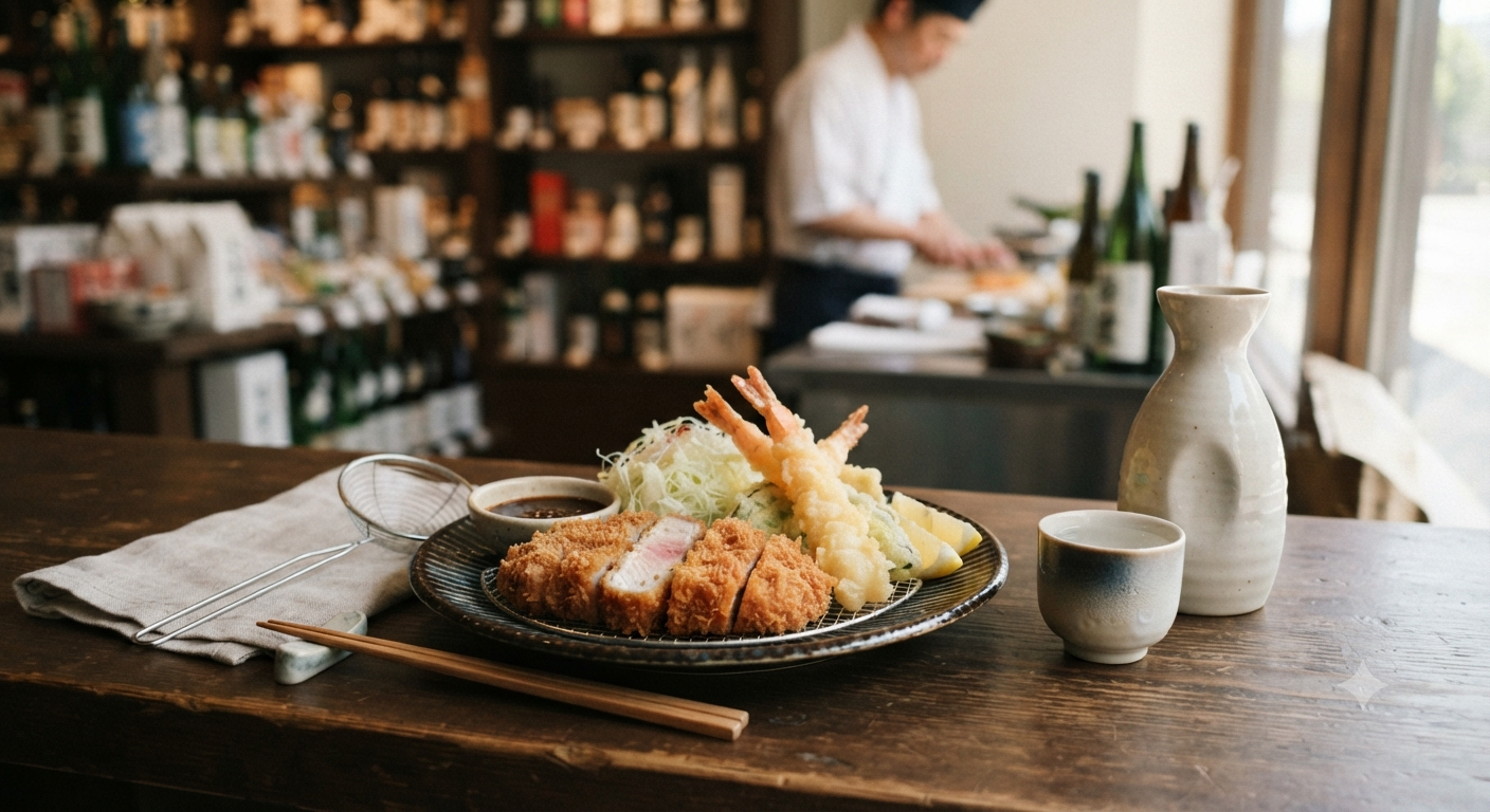Giải quyết độ béo và giòn rụm của các món chiên bằng Sake có tính axit cao